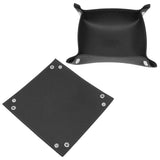 Leather Tray Fashionable Design Artificial Leather Durable Wide Application Mens Valet Tray for Jewelry Watch Key PhoneBlack