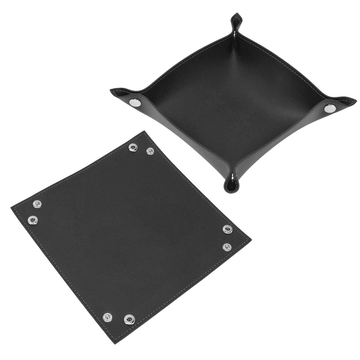 Leather Tray Fashionable Design Artificial Leather Durable Wide Application Mens Valet Tray for Jewelry Watch Key PhoneBlack