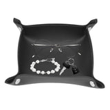 Leather Tray Fashionable Design Artificial Leather Durable Wide Application Mens Valet Tray for Jewelry Watch Key PhoneBlack