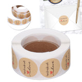 1 Roll Kraft Paper Stickers Handmade with Love Design Cute Heart Stationery Label Stickers for Food Labeling
