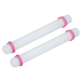 2Pcs Plastic Rolling Pin Safe Durable Sturdy Plastic Nonstick Surface Wide Application Small Rolling Pin - Front View