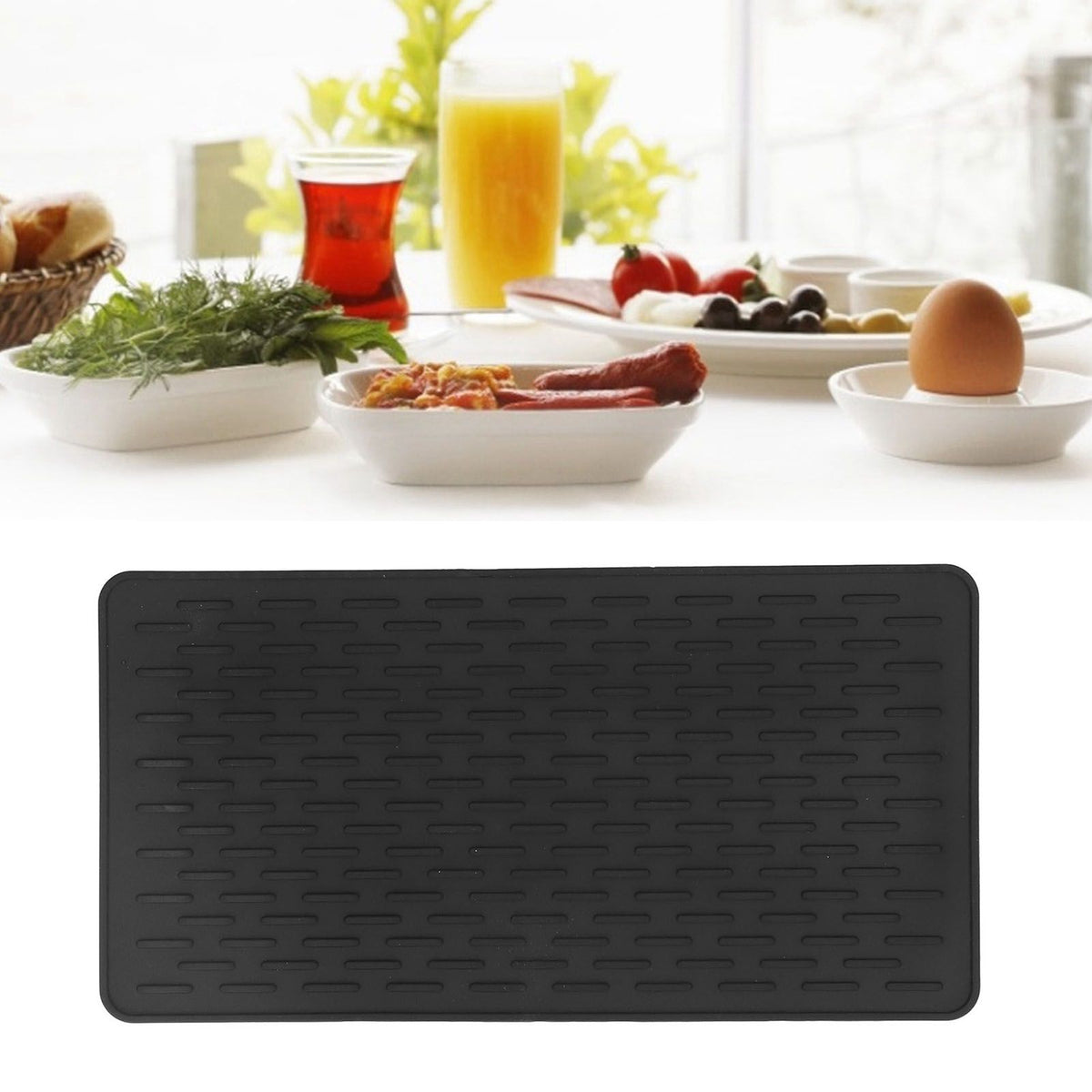 Silicone Insulation Pad Black Rectangle Heat Resisting Safe Handling Heat Insulation Pad for Kitchen