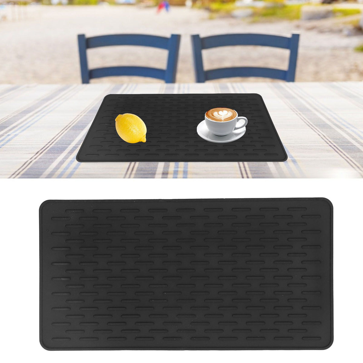 Silicone Insulation Pad Black Rectangle Heat Resisting Safe Handling Heat Insulation Pad for Kitchen