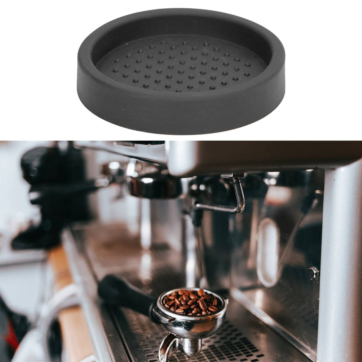 Round Silicone Coffee Tamper Mat Soft Heat Resistant Portable Coffee Tamper Pad for HomeBlack