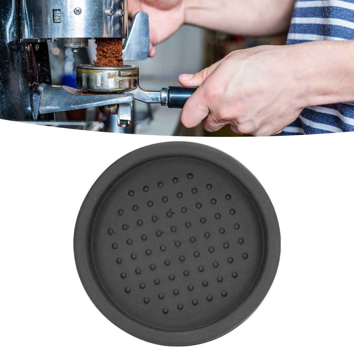 Round Silicone Coffee Tamper Mat Soft Heat Resistant Portable Coffee Tamper Pad for HomeBlack
