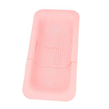Strainer Basket Telescopic Design Anti Slip Rust Resistant Drain Colander Kitchen AccessoryPink - Low Angle