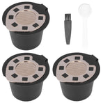 50ML Coffee Capsule Pods Cup with Spoon Brush Reusable Filter Stainless Steel Replacement for NespressoGold Plated