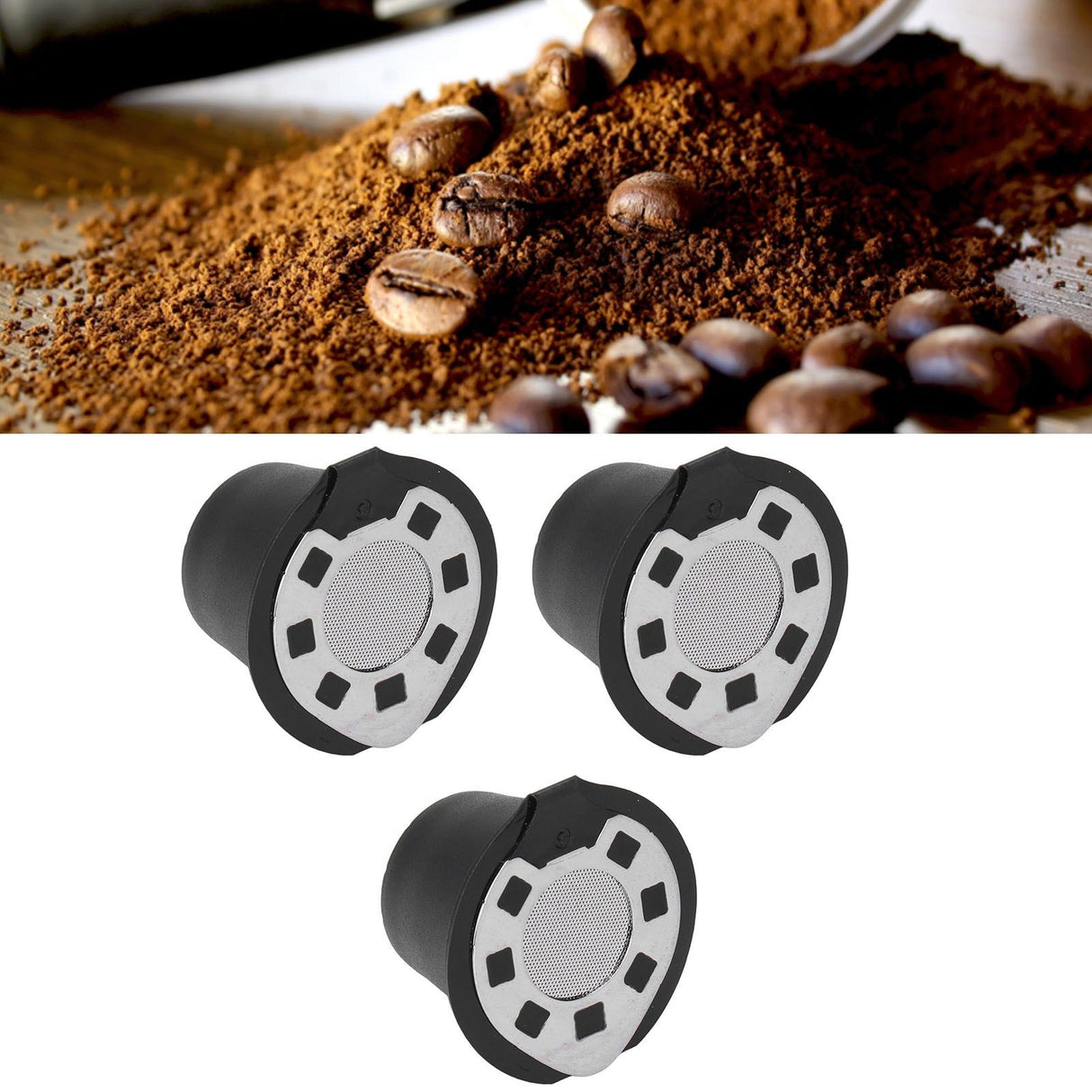 50ML Coffee Capsule Pods Cup with Spoon Brush Reusable Filter Stainless Steel Replacement for NespressoChrome Plated