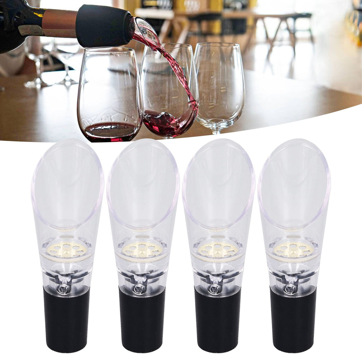 4PCS Wine Aerator Pourer PC Eco Friendly Decanter Spout Bar Accessories for Household PartyGold
