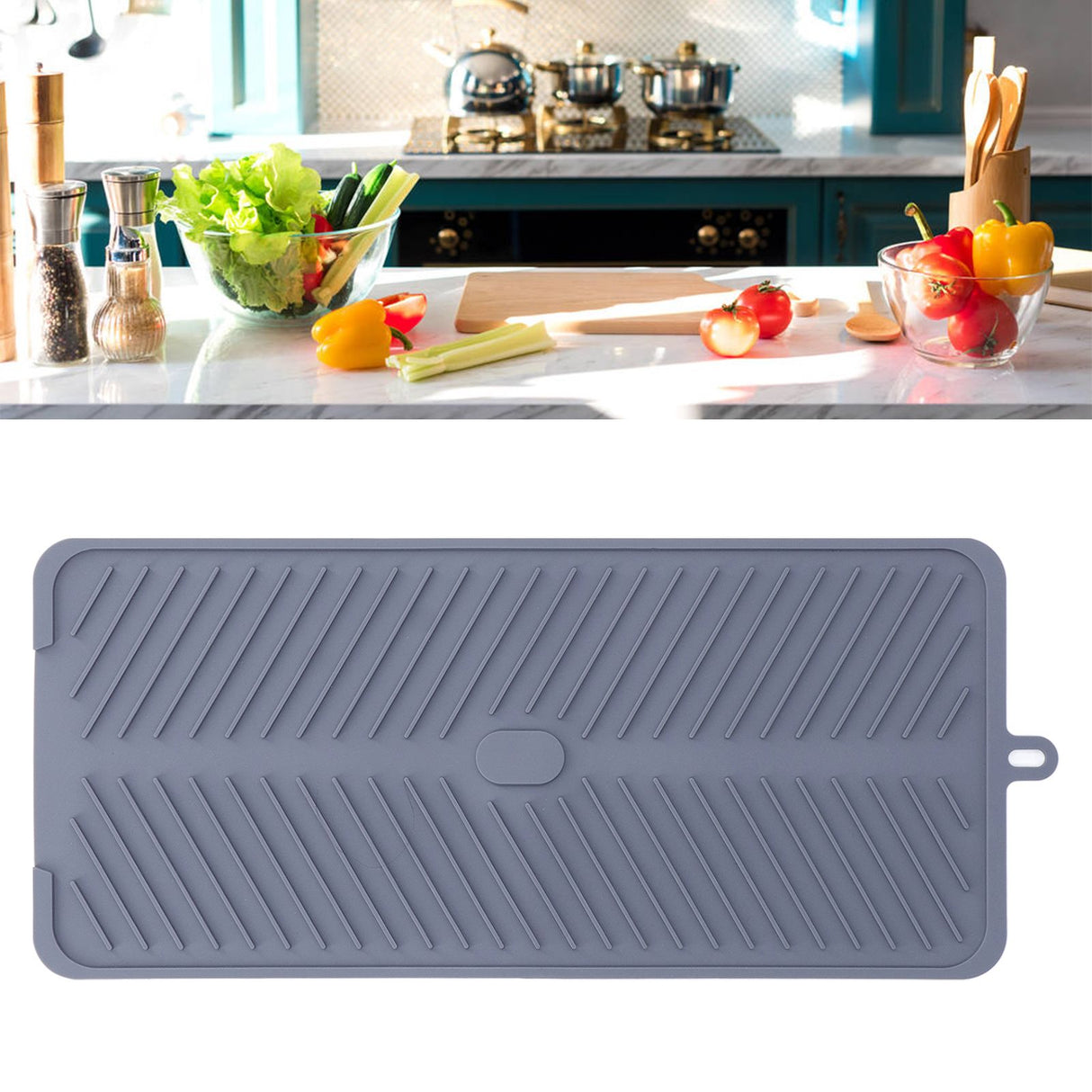 Silicone Dish Drying Mat Food Grade Silicone High Temperature Resistance Grey Dish Drainer Pad for Kitchen