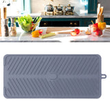 Silicone Dish Drying Mat Food Grade Silicone High Temperature Resistance Grey Dish Drainer Pad for Kitchen