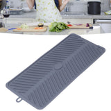 Silicone Dish Drying Mat Food Grade Silicone High Temperature Resistance Grey Dish Drainer Pad for Kitchen - Extra Image
