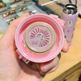 Cartoon Vacuum Cup Stainless Steel Thermal Bottle Vacuum Insulated Cup Portable Vacuum Flask for OutdoorPink 450ML 23x6.5x6.5cm - Top-Down View