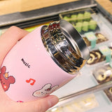 Cartoon Vacuum Cup Stainless Steel Thermal Bottle Vacuum Insulated Cup Portable Vacuum Flask for OutdoorPink 450ML 23x6.5x6.5cm