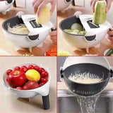 Multifunction Rotate Food Vegetable Cutter Chopper with Drain Basket Large Capacity Portable Kitchen Utensil