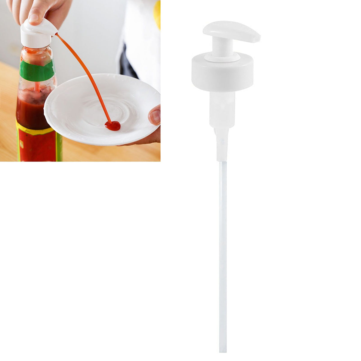 Gallon Pump Dispenser Condiment Bottle Pump Dispenser Plastic Kitchen Supplies for HouseholdWhite Caliber 3.4cm / 1.3in