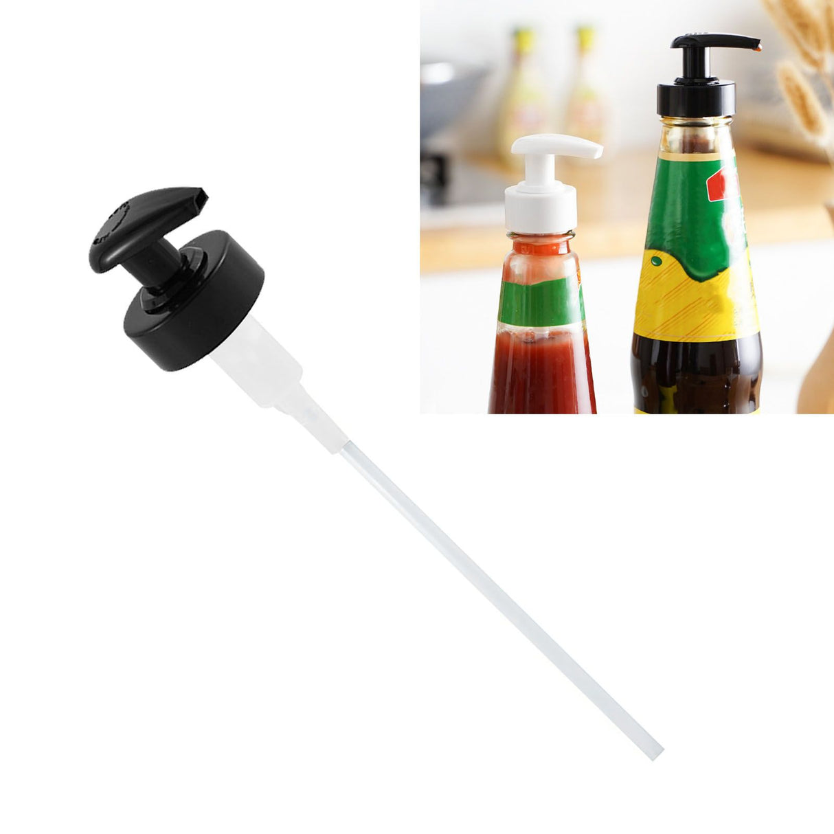 Gallon Pump Dispenser Condiment Bottle Pump Dispenser Plastic Kitchen Supplies for HouseholdBlack Caliber 3.4cm / 1.3in