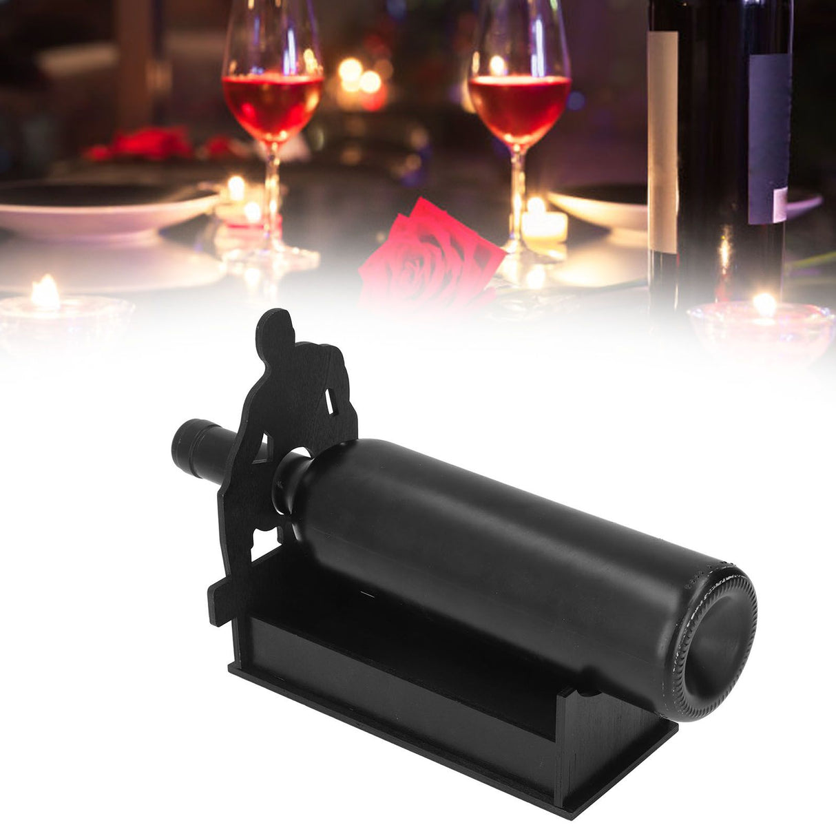 Red Wine Decorative Display Rack Easy to Assemble Light Red Wine Decorative Wooden Rack for Home Bar RestaurantBlack