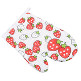 Oven Gloves Polyester Cotton Material Printed Pattern Lanyard Design Cooking Microwave Mitts for Kitchen - Top-Down View
