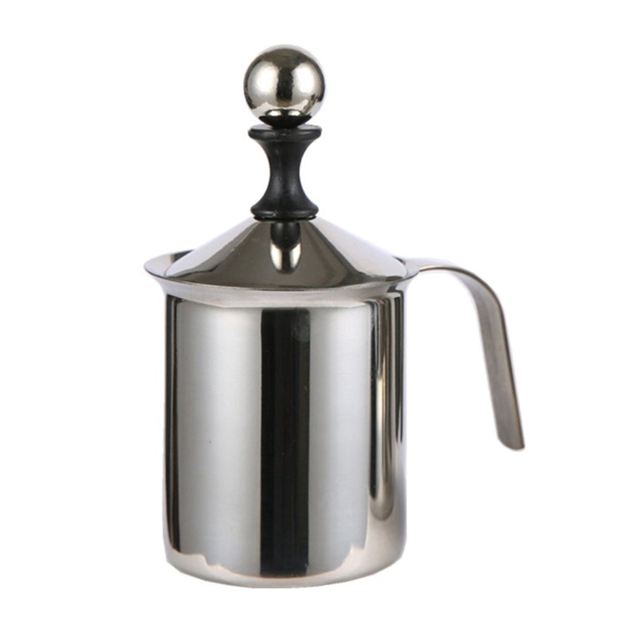 400cc Manual Milk Creamer Frother Double Layer Filter Stainless Steel Heatable Easy Clean with Handle