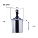 400cc Manual Milk Creamer Frother Double Layer Filter Stainless Steel Heatable Easy Clean with Handle
