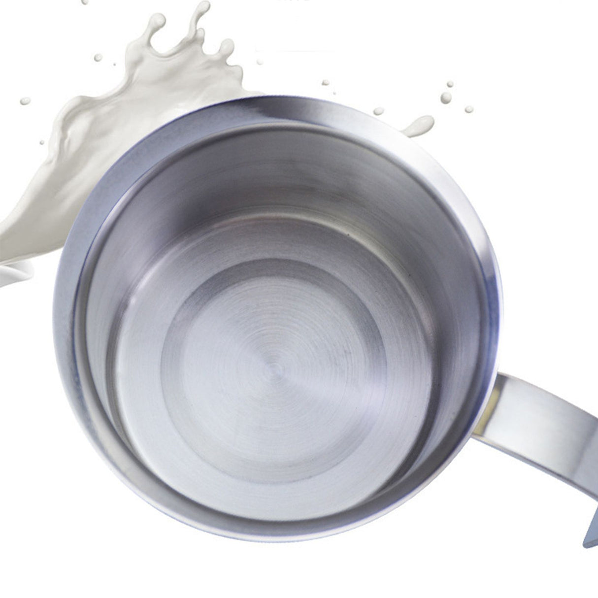 400cc Manual Milk Creamer Frother Double Layer Filter Stainless Steel Heatable Easy Clean with Handle