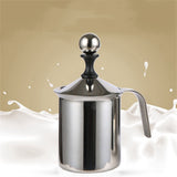 400cc Manual Milk Creamer Frother Double Layer Filter Stainless Steel Heatable Easy Clean with Handle