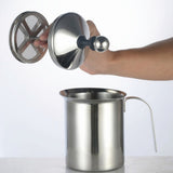400cc Manual Milk Creamer Frother Double Layer Filter Stainless Steel Heatable Easy Clean with Handle