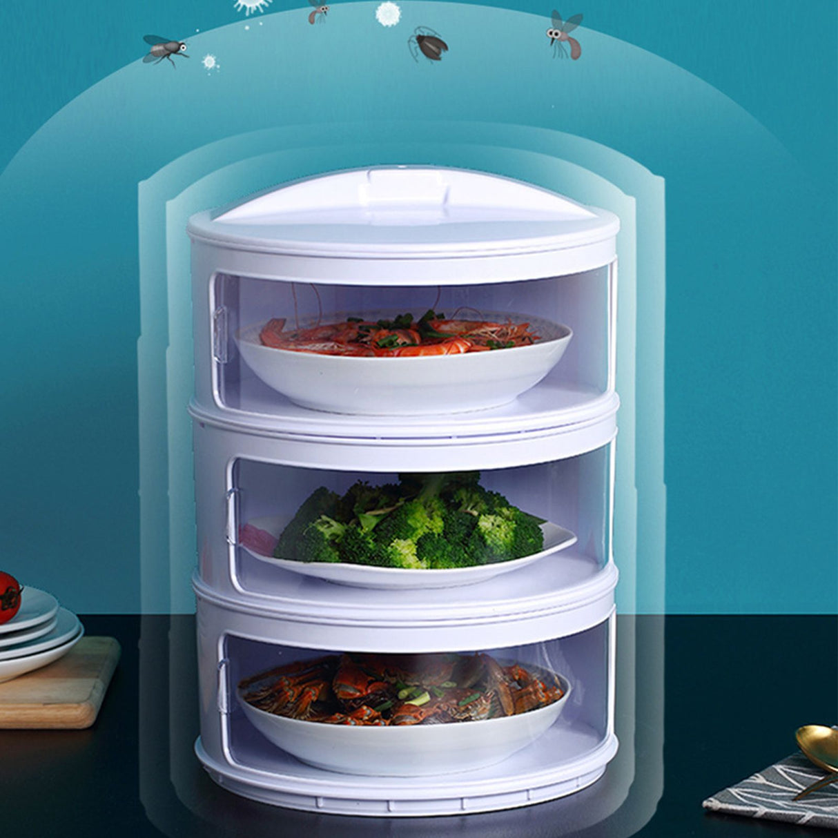 Insulated Food Cover Multilayer Heat Preservation Warm Intimate Effective Isolation Stackable Dish Cover3 Layers