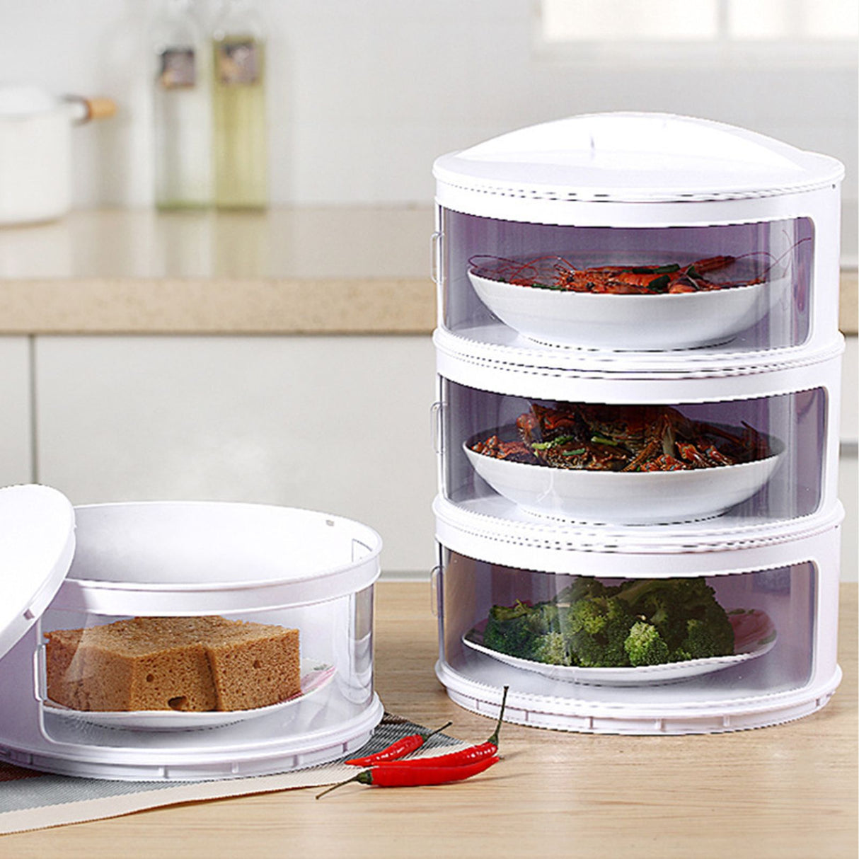 Insulated Food Cover Multilayer Heat Preservation Warm Intimate Effective Isolation Stackable Dish Cover4 Layers