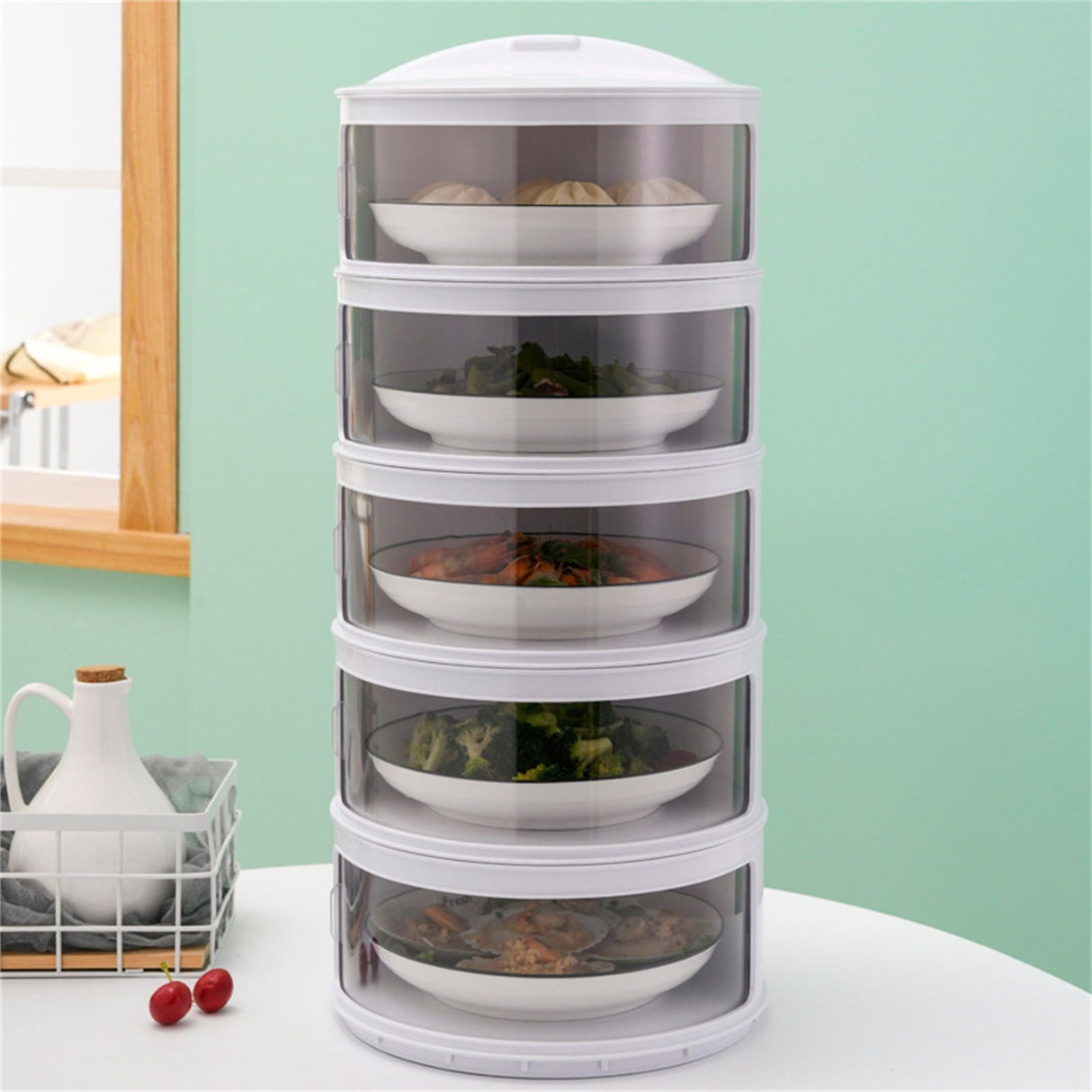 Insulated Food Cover Multilayer Heat Preservation Warm Intimate Effective Isolation Stackable Dish Cover5 Layers