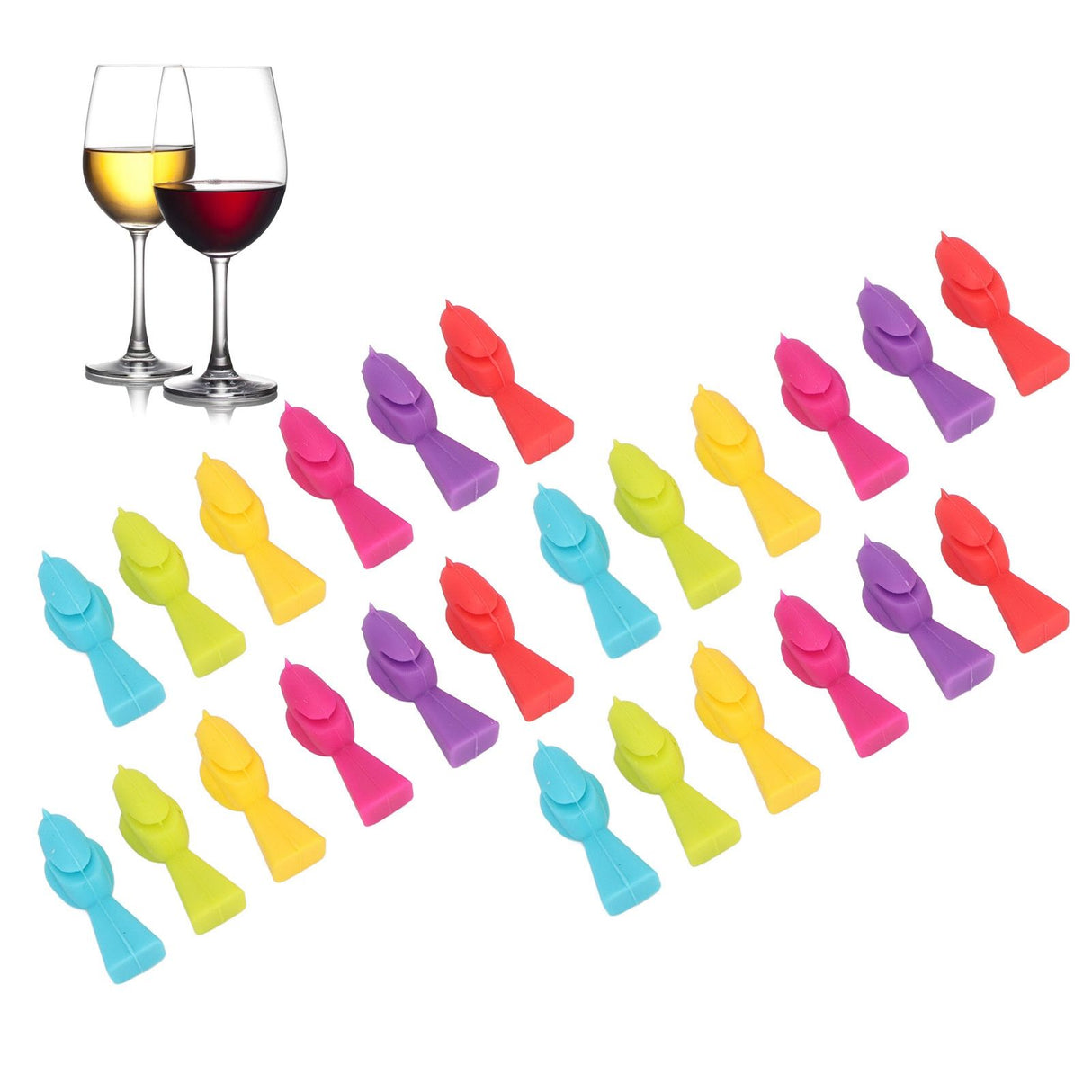 4 Set Wine Cup Labels Silicone Reusable Bird Shape Drinking Glass Identifier Markers for Bars Parties