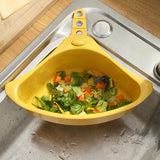 Kitchen Triangular Drain Basket Stable Easy Draining Corner Sink Strainer Basket for KitchenYellow