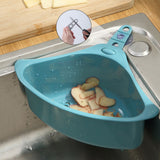 Kitchen Triangular Drain Basket Stable Easy Draining Corner Sink Strainer Basket for KitchenBlue - Side View