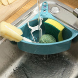 Kitchen Triangular Drain Basket Stable Easy Draining Corner Sink Strainer Basket for KitchenBlue