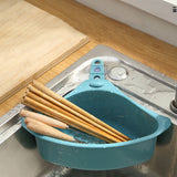 Kitchen Triangular Drain Basket Stable Easy Draining Corner Sink Strainer Basket for KitchenBlue - Rear View