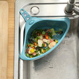 Kitchen Triangular Drain Basket Stable Easy Draining Corner Sink Strainer Basket for KitchenBlue