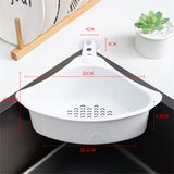 Kitchen Triangular Drain Basket Stable Easy Draining Corner Sink Strainer Basket for KitchenWhite - Front View