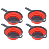 4PCS Collapsible Colander Strainer Round with Handle Hanging Hole for Pasta Vegetables FruitsRed