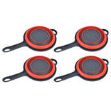 4PCS Collapsible Colander Strainer Round with Handle Hanging Hole for Pasta Vegetables FruitsRed