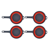 4PCS Collapsible Colander Strainer Round with Handle Hanging Hole for Pasta Vegetables FruitsRed - Top-Down View