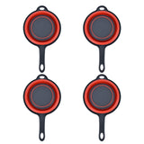 4PCS Collapsible Colander Strainer Round with Handle Hanging Hole for Pasta Vegetables FruitsRed