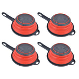 4PCS Collapsible Colander Strainer Round with Handle Hanging Hole for Pasta Vegetables FruitsRed - Extra Image