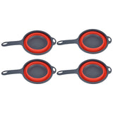 4PCS Collapsible Colander Strainer Round with Handle Hanging Hole for Pasta Vegetables FruitsRed