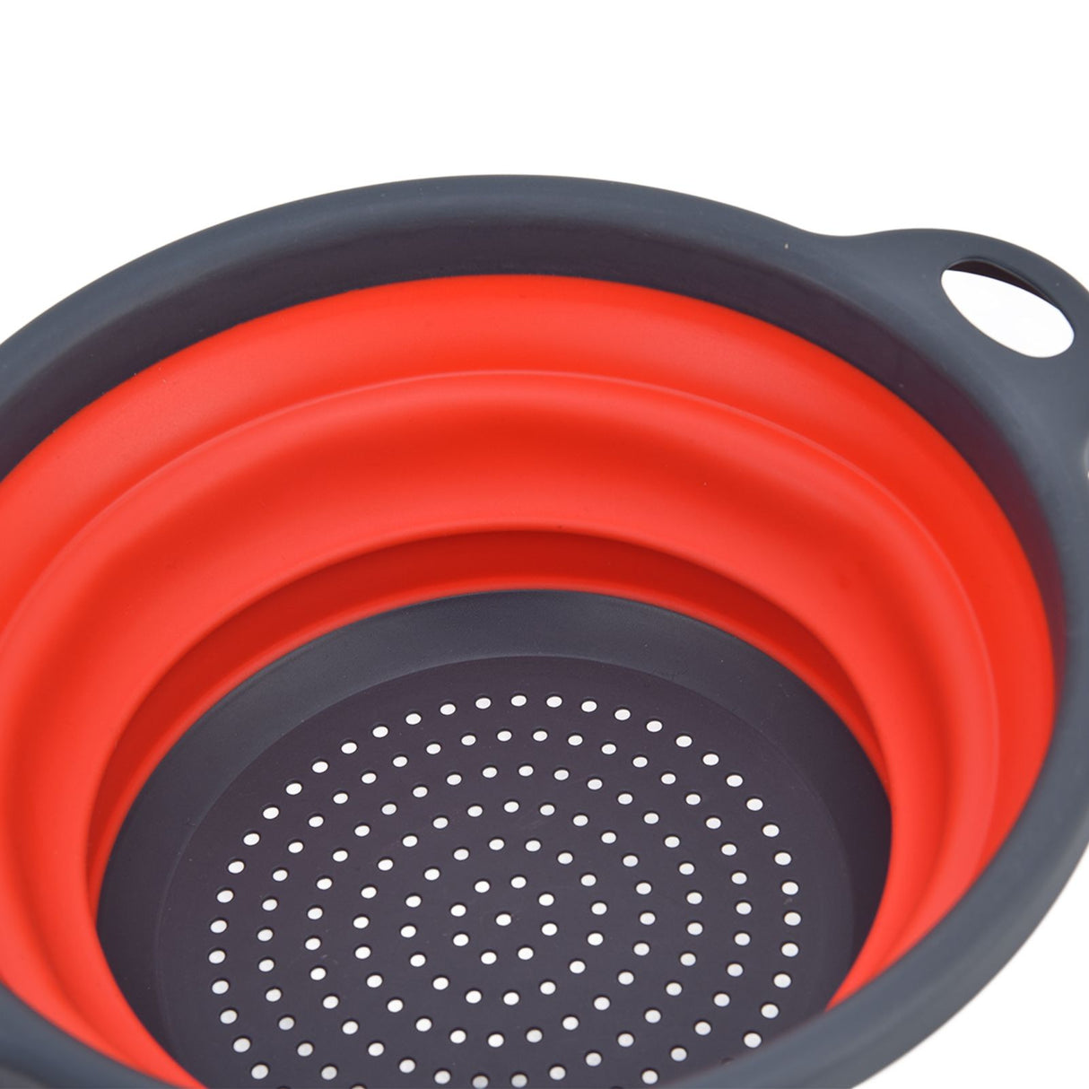 4PCS Collapsible Colander Strainer Round with Handle Hanging Hole for Pasta Vegetables FruitsRed