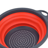4PCS Collapsible Colander Strainer Round with Handle Hanging Hole for Pasta Vegetables FruitsRed