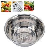 Vegetable Washing Basket Rustproof Multifunction Stainless Steel Colander for Kitchen Household Silver28cm - Extra Image