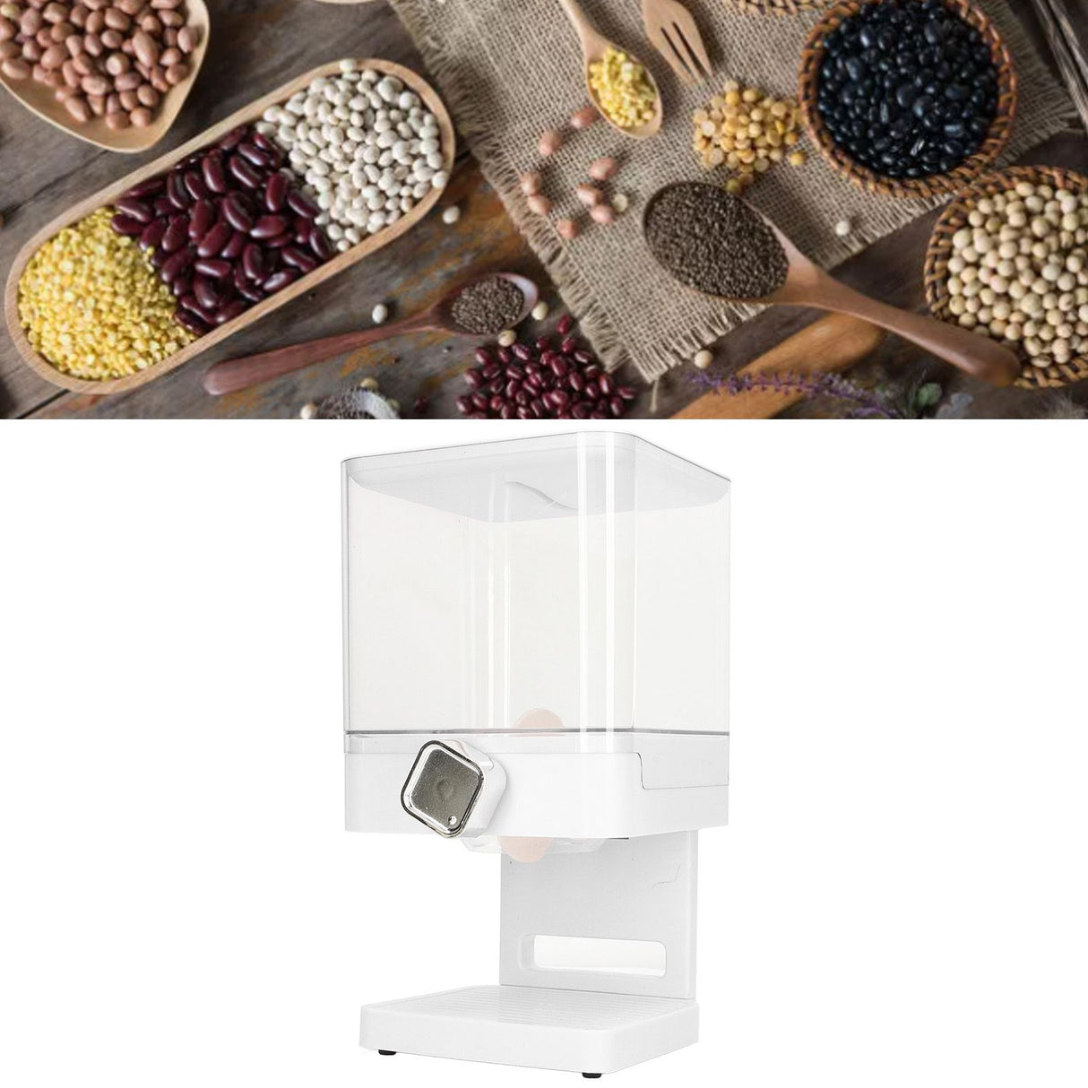 Cereal Dispenser 17.5oz Capacity Single Grid Grain Dispenser Transparent Plastic Food Dispenser for All Kinds Dry Food