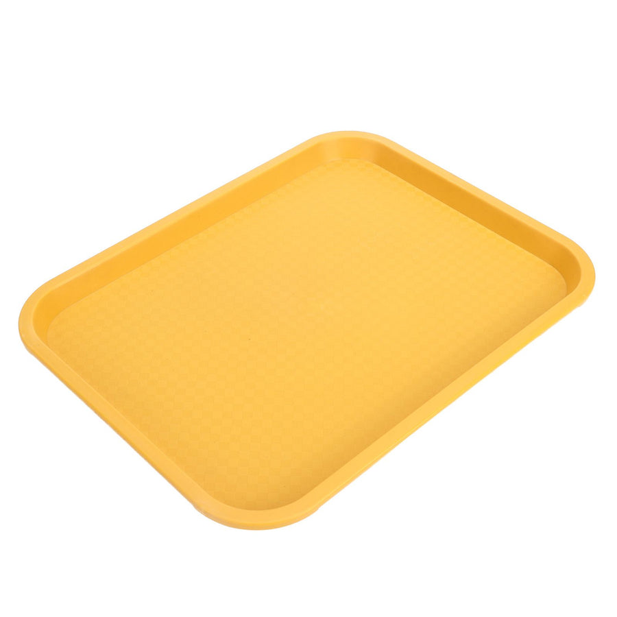 Fast Food Tray PP Rectangular Thick Slip Resistant Multi Purpose Food Service Tray for Restaurant CanteenYellow