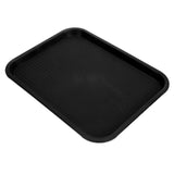 Fast Food Tray PP Rectangular Thick Slip Resistant Multi Purpose Food Service Tray for Restaurant CanteenBlack - Top-Down View